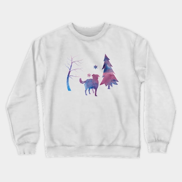 Border Collie Winter Snowflakes Art Crewneck Sweatshirt by BittenByErmines